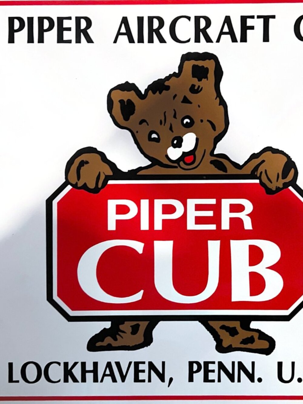 Vintage Piper Cub Piper Aircraft Co Porcelain Enameled Metal Sign